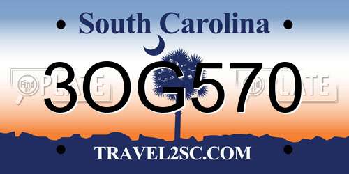 3OG570 South Carolina License Plate