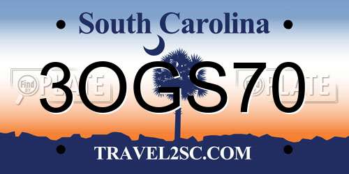 3OGS70 South Carolina License Plate