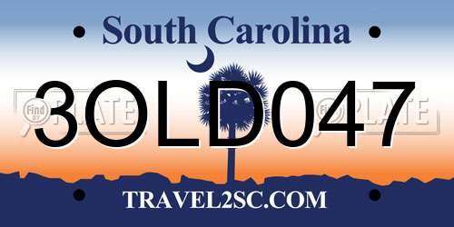 3OLD047 South Carolina License Plate
