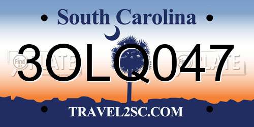 3OLQ047 South Carolina License Plate