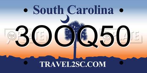 3OOQ50 South Carolina License Plate