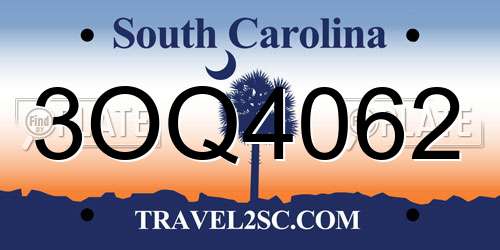 3OQ4062 South Carolina License Plate
