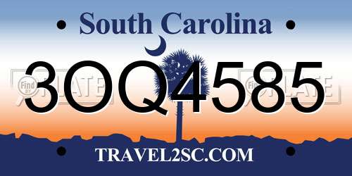 3OQ4585 South Carolina License Plate