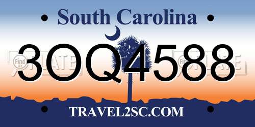 3OQ4588 South Carolina License Plate