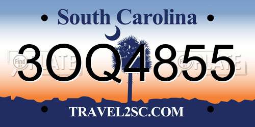 3OQ4855 South Carolina License Plate