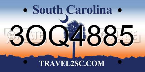 3OQ4885 South Carolina License Plate