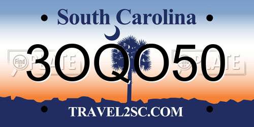 3OQO50 South Carolina License Plate