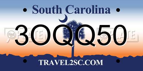 3OQQ50 South Carolina License Plate