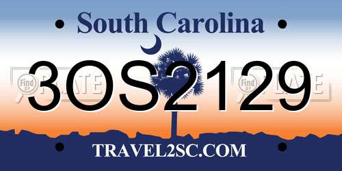 3OS2129 South Carolina License Plate