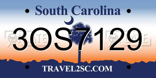 3OS7129 South Carolina License Plate