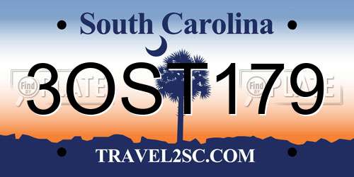 3OST179 South Carolina License Plate