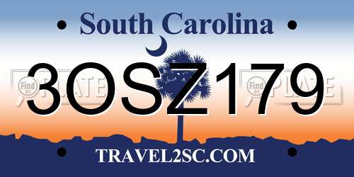 3OSZ179 South Carolina License Plate