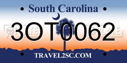 3OT0062 South Carolina License Plate