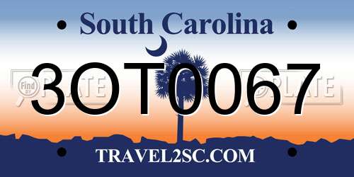 3OT0067 South Carolina License Plate