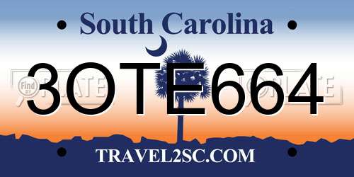 3OTE664 South Carolina License Plate