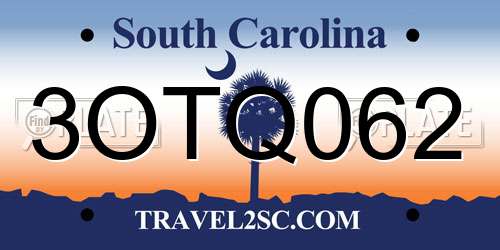 3OTQ062 South Carolina License Plate