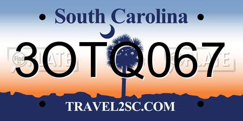 3OTQ067 South Carolina License Plate