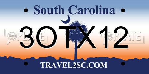 3OTX12 South Carolina License Plate