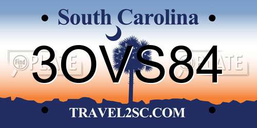 3OVS84 South Carolina License Plate