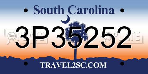 3P35252 South Carolina License Plate