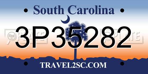 3P35282 South Carolina License Plate