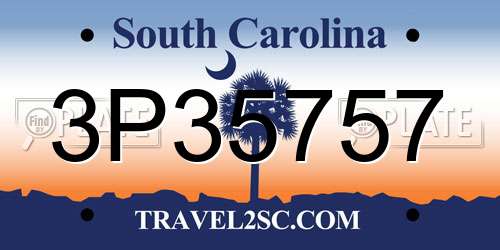3P35757 South Carolina License Plate