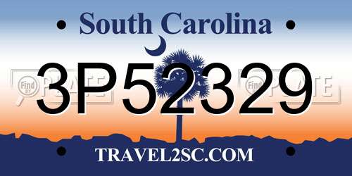 3P52329 South Carolina License Plate