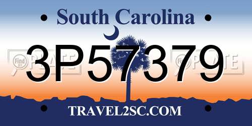 3P57379 South Carolina License Plate