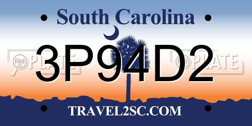 3P94D2 South Carolina License Plate