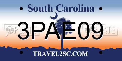 3PAE09 South Carolina License Plate