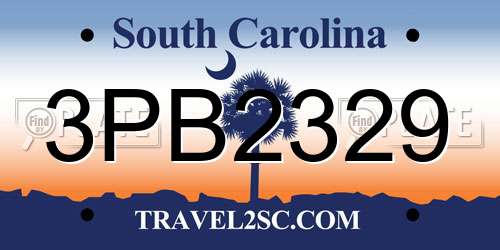 3PB2329 South Carolina License Plate