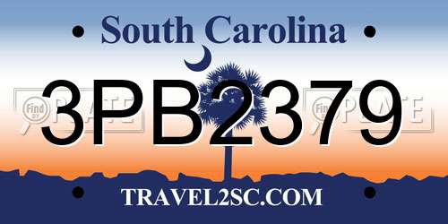 3PB2379 South Carolina License Plate