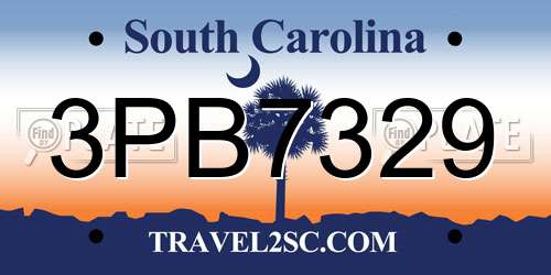 3PB7329 South Carolina License Plate