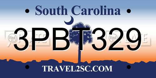 3PBT329 South Carolina License Plate