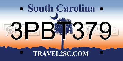 3PBT379 South Carolina License Plate