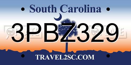 3PBZ329 South Carolina License Plate