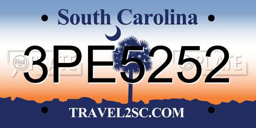 3PE5252 South Carolina License Plate