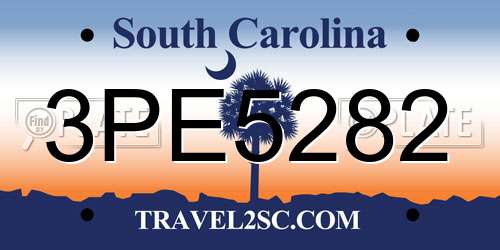 3PE5282 South Carolina License Plate