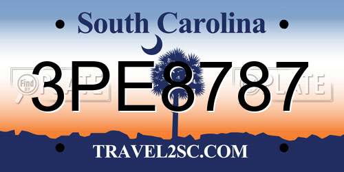 3PE8787 South Carolina License Plate