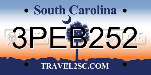 3PEB252 South Carolina License Plate
