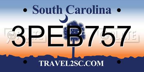 3PEB757 South Carolina License Plate