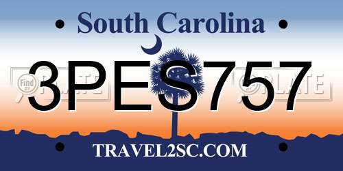 3PES757 South Carolina License Plate