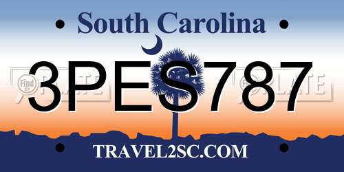 3PES787 South Carolina License Plate