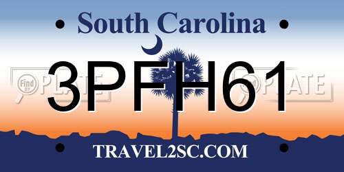 3PFH61 South Carolina License Plate
