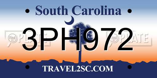 3PH972 South Carolina License Plate