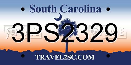 3PS2329 South Carolina License Plate