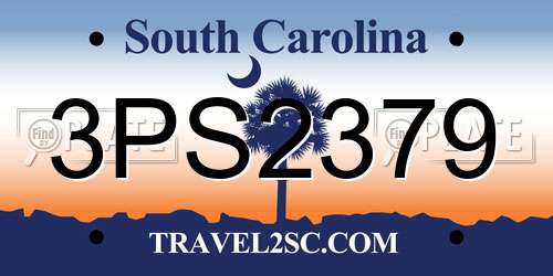 3PS2379 South Carolina License Plate