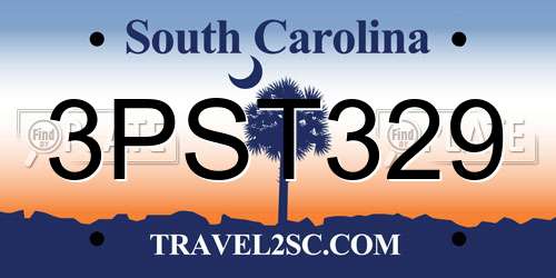 3PST329 South Carolina License Plate