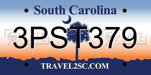3PST379 South Carolina License Plate