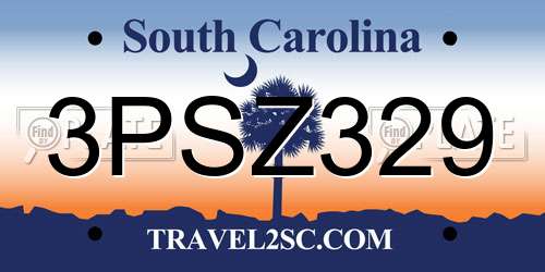 3PSZ329 South Carolina License Plate